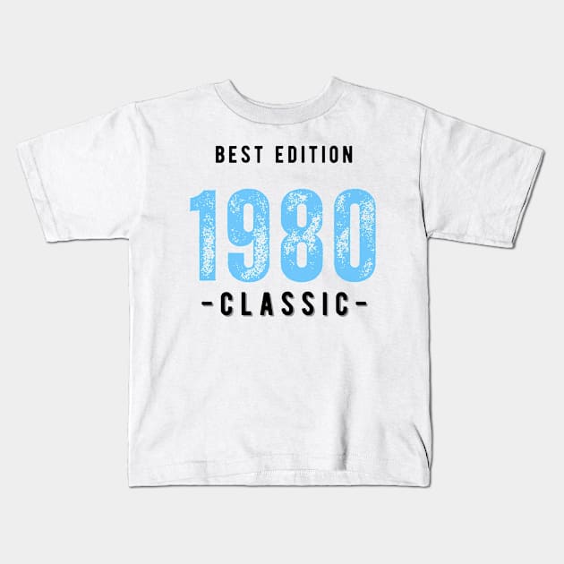 Vintage Birthday Year 1980 Kids T-Shirt by Let's Go Store